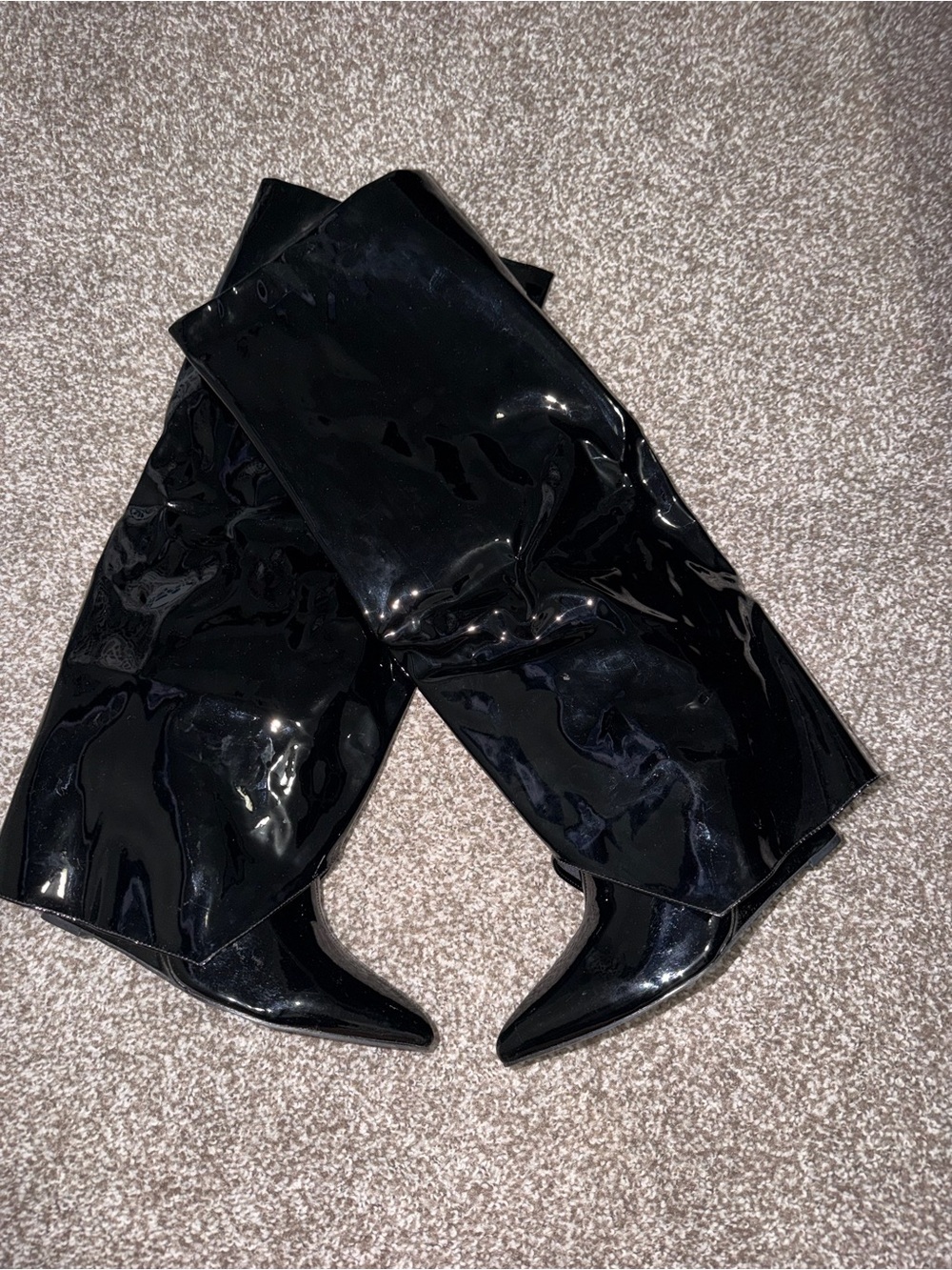 Cape Robbin Black Patent Over-the-Knee Pointed-Toe Boots